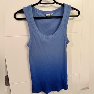 GAP Blue Ombré Ribbed Scoop neck Tank Top S